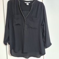 Черна блуза/риза, размер М, снимка 1 - Блузи с дълъг ръкав и пуловери - 41335195
