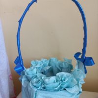 Украсена кошница с рози от хартия ,цена 12лв, снимка 1 - Декорация за дома - 42354359