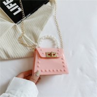 Малка силиконова дамска чанта с дръжка от перли, снимка 2 - Чанти - 44309448