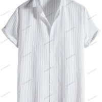 Ежедневна мъжка модна риза с къс ръкав на райе, 5цвята , снимка 5 - Ризи - 40847752