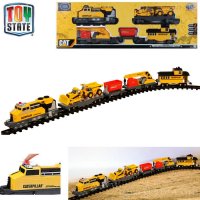 Toy State - Влак с релси и строителни машини CAT 55650, снимка 2 - Влакчета, самолети, хеликоптери - 39489467