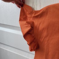 Оранжева рокля с чантичка, снимка 5 - Рокли - 41045616