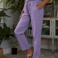 Дамски моден едноцветен панталон с връзки, 5цвята - 023, снимка 4 - Панталони - 41750873