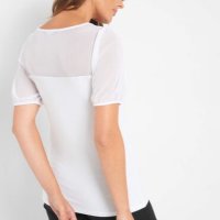 СТИЛНА бяла блуза с деколте и ръкави от тюл, снимка 2 - Тениски - 41880088