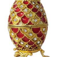 Фаберже стил, яйце-кутийка за бижута, инкрустирана с кристали., снимка 1 - Декорация за дома - 37922265