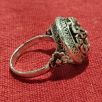 Възрожденски филигранен сребърен пръстен, снимка 4 - Антикварни и старинни предмети - 41937816