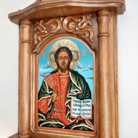 Дърворезба домашен иконостас с иконопис " Исус Христос ", снимка 2 - Други стоки за дома - 41896032