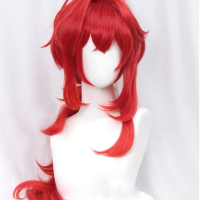 Аниме червена перука Diluc, снимка 8 - Аксесоари за коса - 44667070