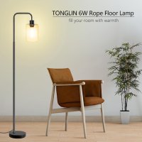 TONGLIN Индустриална подова лампа с LED крушки и стъклен абажур, черна, снимка 2 - Лед осветление - 44214050