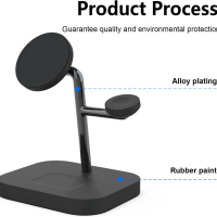 Луксозна метална станция за безжично зареждане 3 в 1 от Boaraino W18, снимка 2 - Безжични зарядни - 44828590