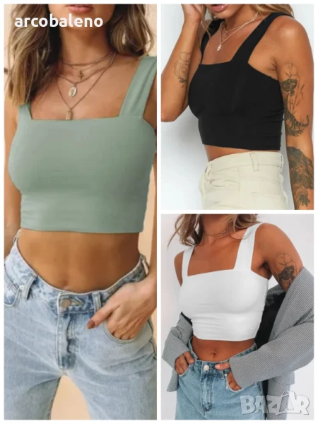 Дамски ежедневен топ с квадратно деколте и отворен пъп, 3цвята, снимка 1