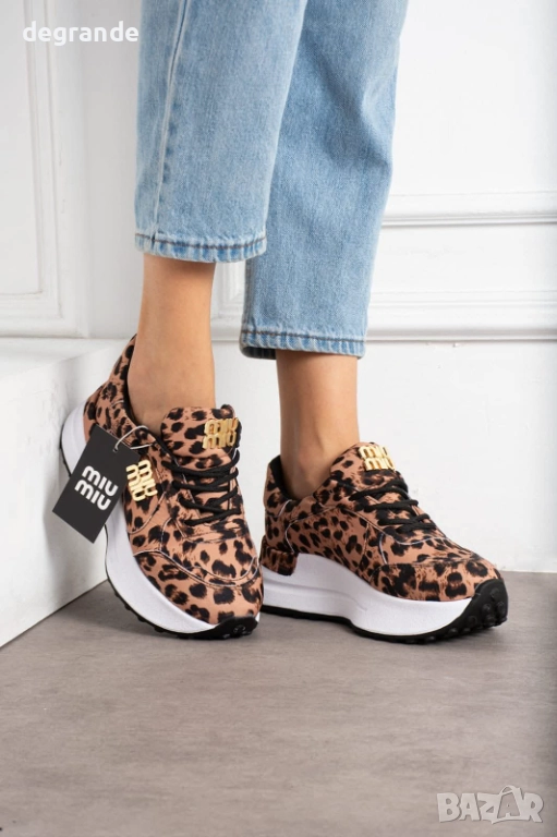 Дамски маратонки MiuMiu налични в Черно и Леопардово, снимка 1