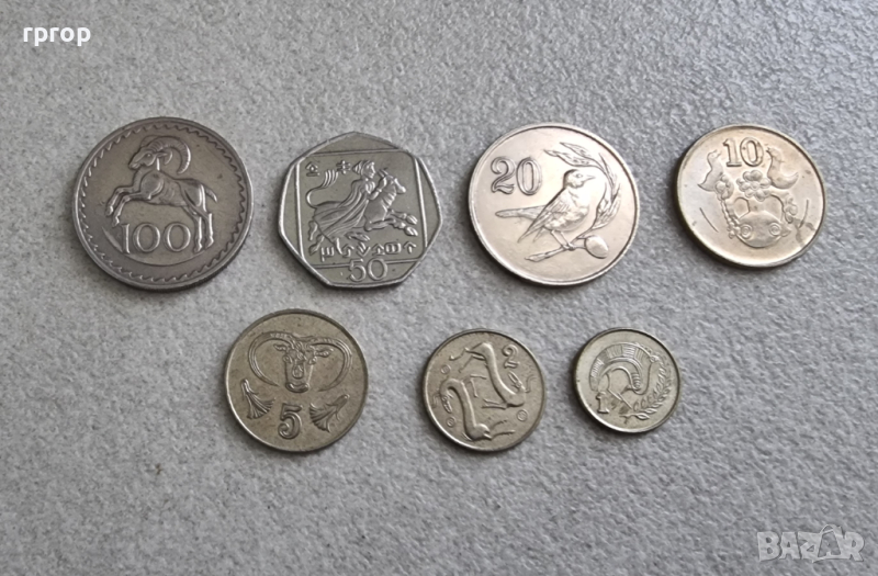 Монети . Кипър .1,2 ,5, 10 ,20 ,50 и 100  цента. 7 бройки., снимка 1