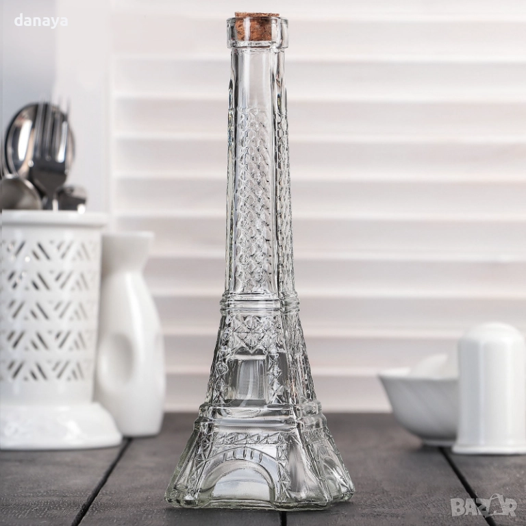 6281 Стъклена бутилка Айфелова кула, 250 мл, снимка 1