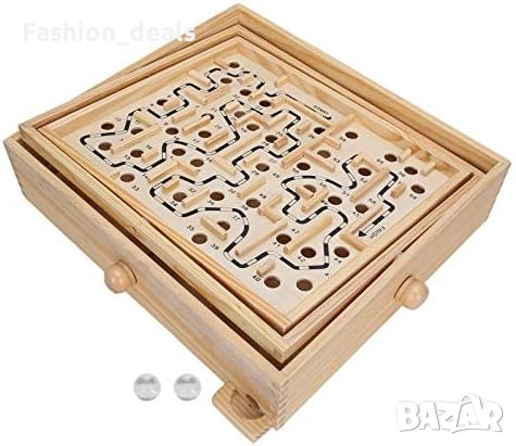 Нова Дървена образователна играчка лабиринт с две топки/ Възрастни деца/Подарък, снимка 1