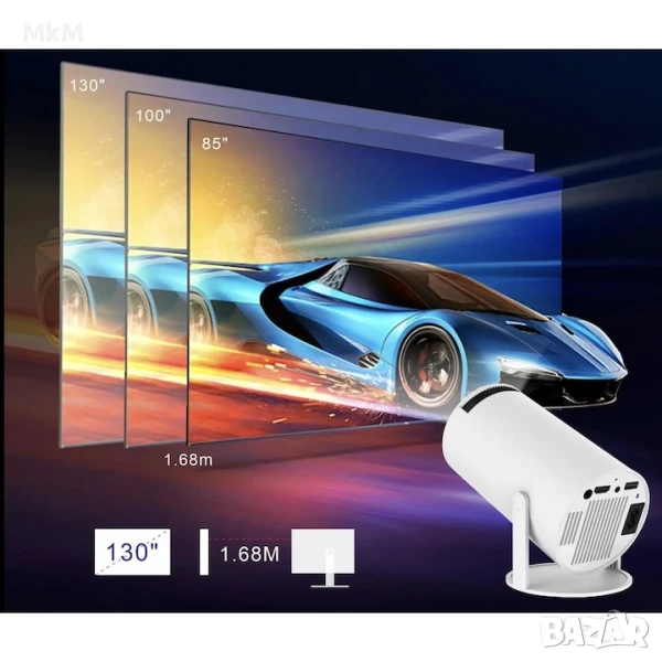 Мини Bluetooth проектор AMX100 , поддържащ 4K 1080P преносим, снимка 1