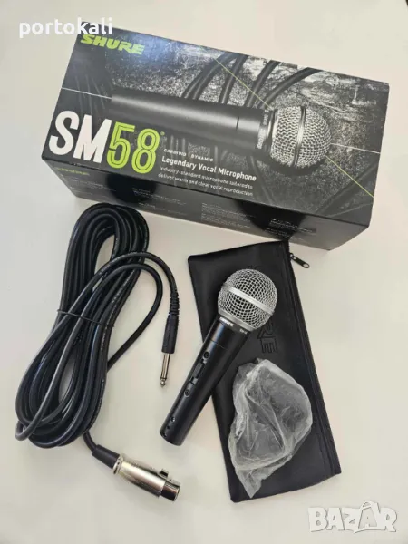 +Гаранция! НОВ! Професионален вокален динамичен микрофон с кабел Shure SM58, снимка 1