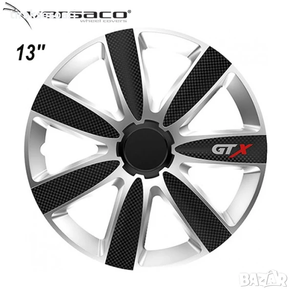 Versaco Slovakia Тасове за джанти 13'' Versaco GTX Карбон ЧЕРНО/СИВИ, снимка 1