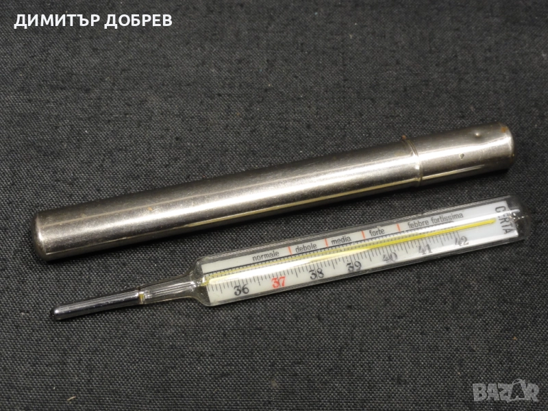 СТАР РЕТРО ЖИВАЧЕН ТЕРМОМЕТЪР ЗА ТЕЛЕСНА ТЕМПЕРАТУРА, снимка 1