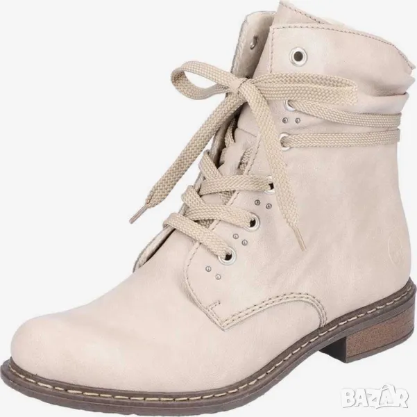 Дамски къси ботуши с връзки и цип Rieker, Екрю, 255 мм, 40, снимка 1