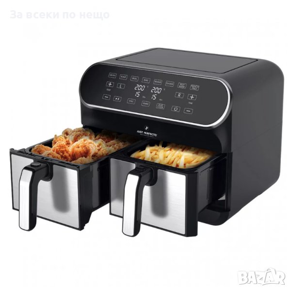✨Фритюрник с горещ въздух Just Perfecto JL-10 XXL, 2 кошници, 8в1, 1700 W, 8L., Черен/Сив, снимка 1