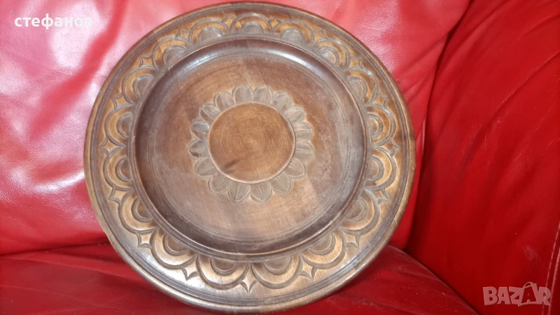 Дърворезба, чиния за стена или поднос, снимка 1