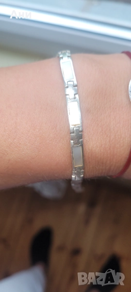 Сребърна гривна със седеф, снимка 1