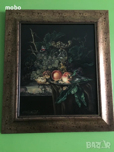 Картина „ натюрморт“ , техника маслени бои/платно/с оригинален подпис на художника, снимка 1
