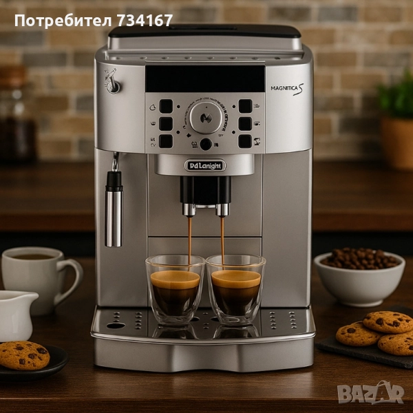 Кафеавтомат DELONGHI MAGNIFICA S 800.00 ml, 15.00 bar, ОПЦИЯ ЗА МЛЯНО КАФЕ, СИВ, снимка 1