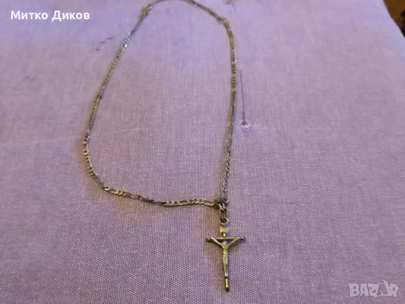 Сребърно кръстче разпъването на Христос проба 925, снимка 1
