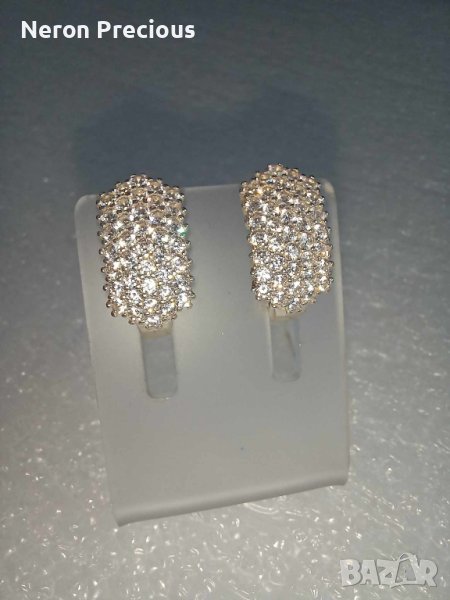 Сребърни обеци с много камъни, снимка 1