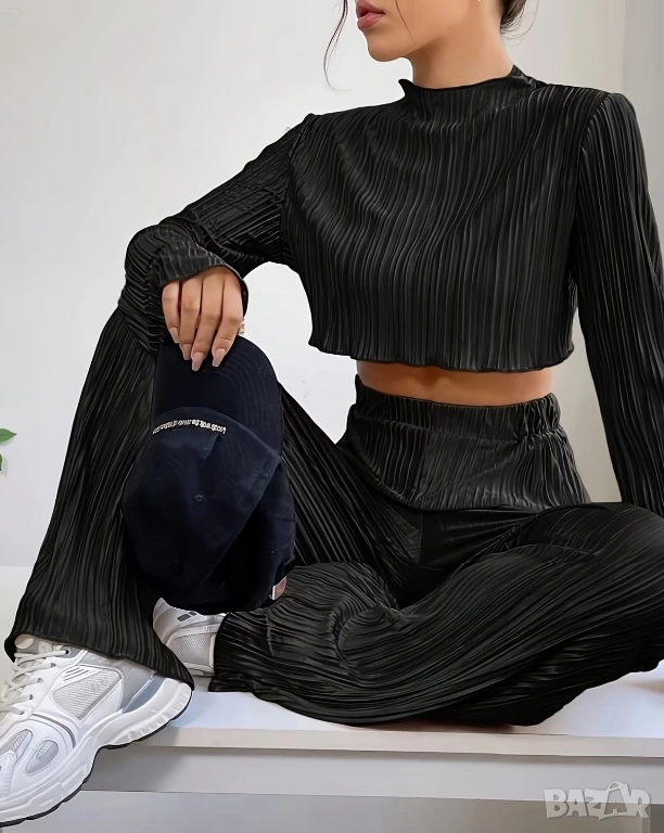 Дамски плисиран комплект от две части, снимка 1