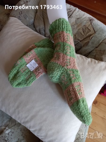Ръчно плетени дамски чорапи от вълна, размер 38, снимка 1