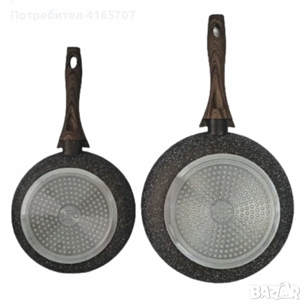 Комплект тигани 9Tnine-4419, 22/26см, Мраморно покритие, Кован алуминий, снимка 1