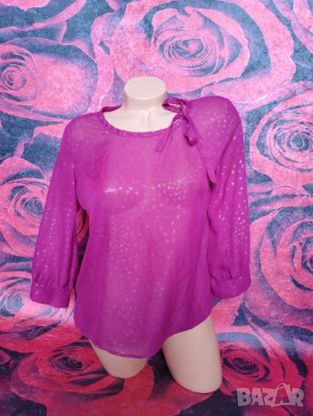 Цикламена блуза със златист оттенък М, снимка 1