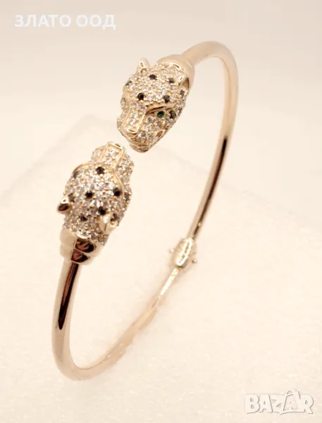 Златна твърда гривна – Пантера, снимка 1