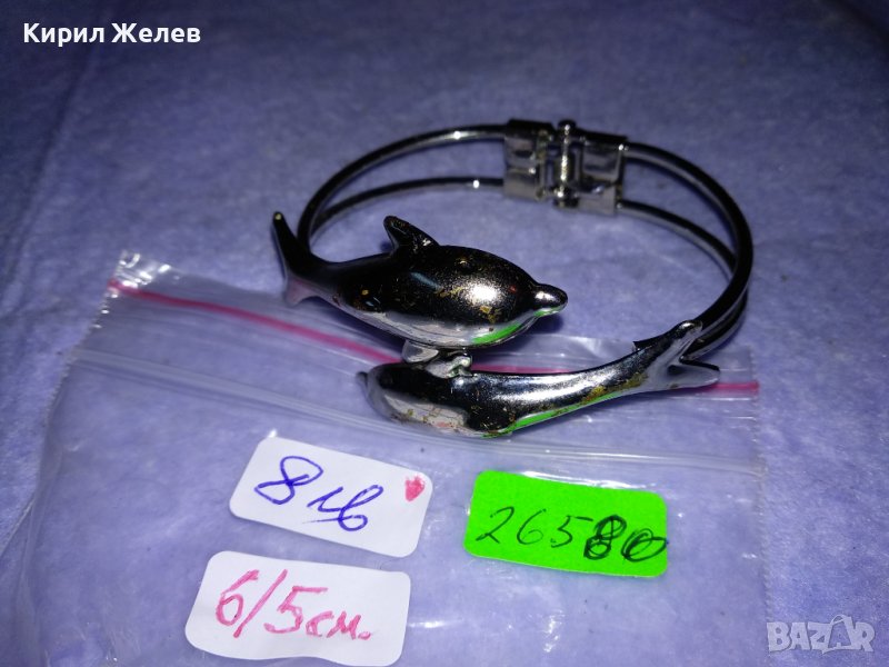 СРЕБРИСТА ХРОМИРАНА СТОМАНЕНА ХИГУРАЛНА АРТ ГРИВНА с ДЕЛФИНЧЕТА 26580, снимка 1