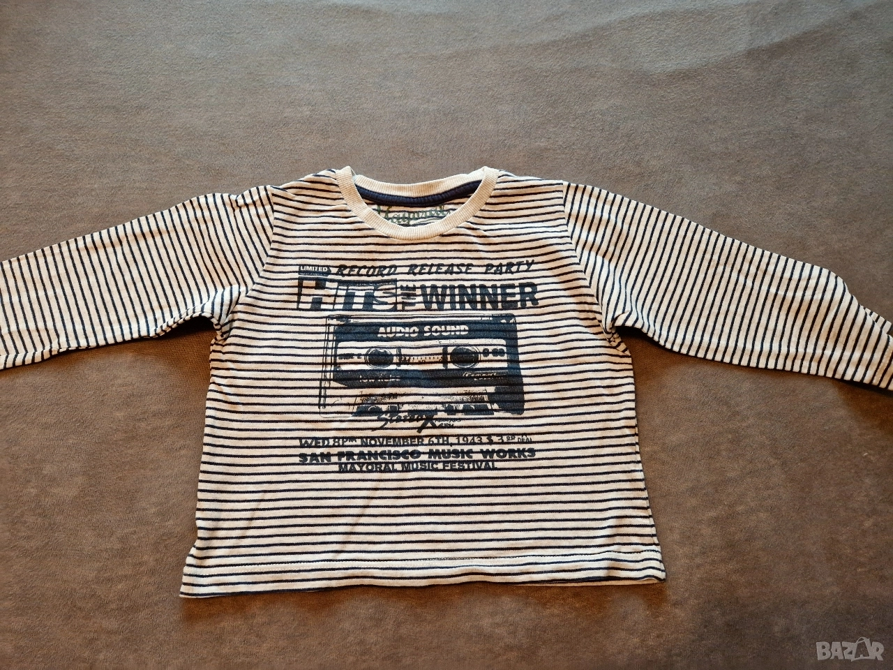 1-2г 92см Блуза с дълъг ръкав, памук, сива, без следи от употреба , снимка 1