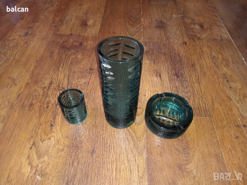 Комплект от зелено стъкло, снимка 1