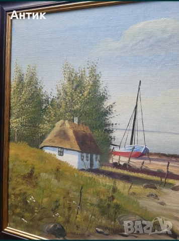 Красива Стара Картина Живопис Маслени Бои на Платно, снимка 6 - Картини - 52927653