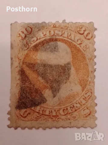 1861 САЩ Бенджамин Франклин 30 цента пощенска марка Рядка с много висока каталожна стойност , снимка 1
