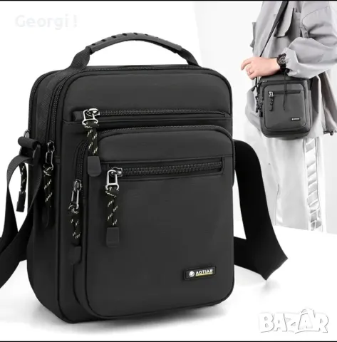 Мъжки елегантни, удобни и универсална чанти POLC (PU кожа) черни на цвят!, снимка 7 - Чанти - 49292274