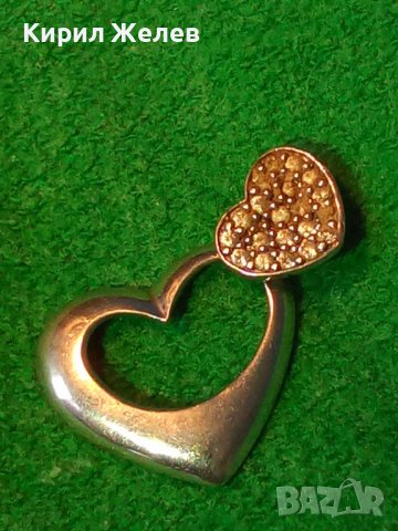 ПРЕКРАСЕН СЪРЦЕВИДЕН ДВОЕН РАЗДВИЖЕН СРЕБЪРЕН АРТ МЕДАЛЬОН СРЕБРО 925 с БЯЛА ПОЗЛАТА и ЦИРКОНИ 38508, снимка 2 - Колиета, медальони, синджири - 41454748