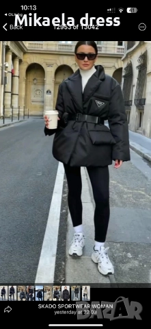 Прекрасно зимно яке от марката Pr с колан. Използвано, цветът му е черен.С,М Л размер, снимка 3 - Якета - 52544934