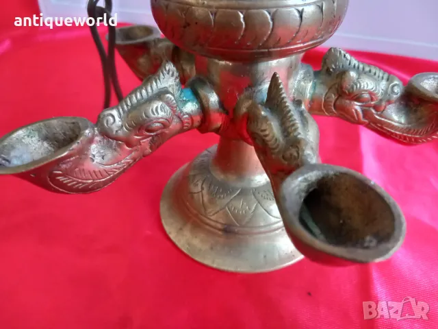 Рядка Стара Будистка Храмова Маслена Лампа, снимка 2 - Антикварни и старинни предмети - 48048578
