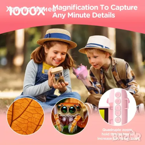 Детски дигитален микроскоп 2MP с 1000x увеличение HD 2-инчов IPS екран, снимка 6 - Други - 50344301