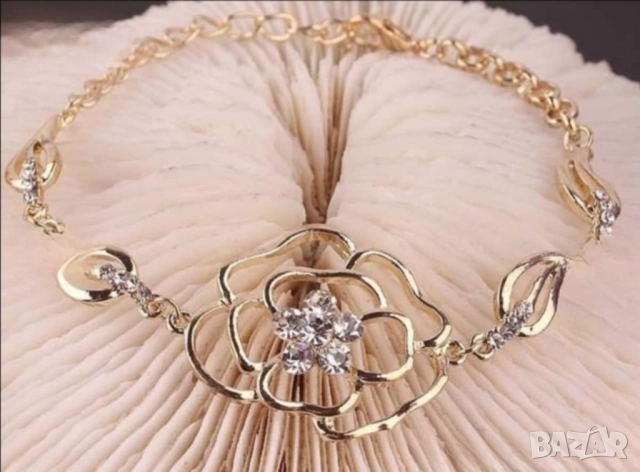 Нежна гривна роза 14к попълнено злато 15 лв., снимка 2 - Гривни - 51785325