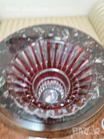 Уникална антикварна колекционерска белгийска кристална ваза Val Saint Lambert , снимка 5 - Вази - 51041547