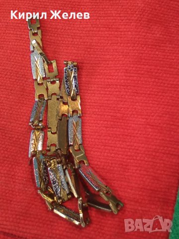 КРАСИВ МОДЕН СТОМАНЕН АРТ ЛАНЕЦ с ЖЪЛТА и БЯЛА ПОЗЛАТА 28013, снимка 2 - Колиета, медальони, синджири - 37065256