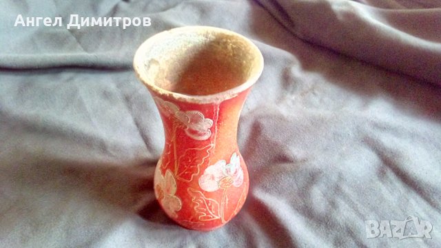 Стара керамична ръчно рисувана ваза, снимка 10 - Вази - 38685037